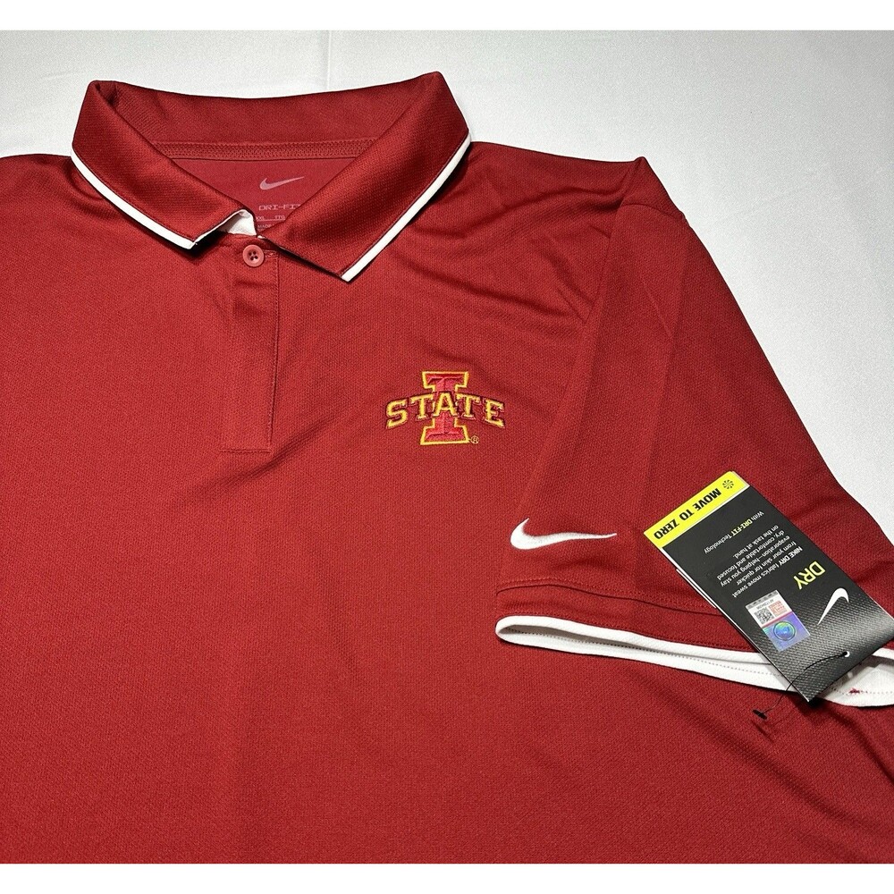 Iowa State Cyclones Nike Red Polo Shirt Dri Fit Size XXL 2XL NCAA UPF 40 NWT New